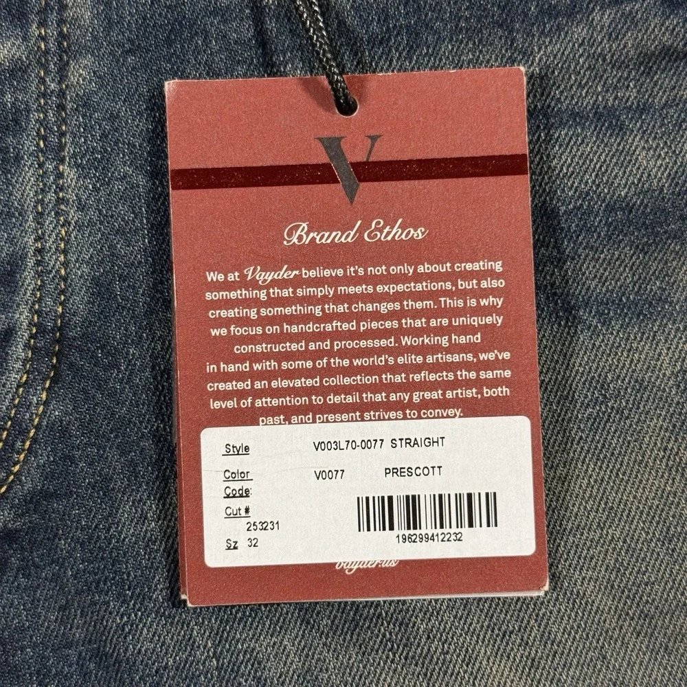 Vayder‎ Men's Size 32 Prescott Grunge Wash Straight Leg Denim Jeans